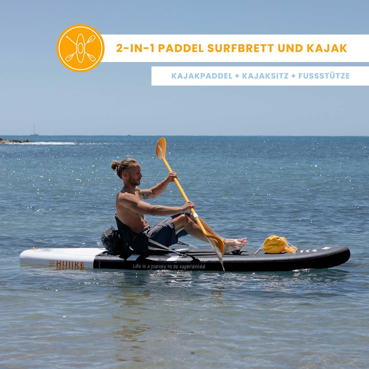 HUIIKE Stand Up Paddling Board mit Zubehör, Paddel, Finnen, Leash, Pumpe, Rucksack. SUP-Board Aufbla