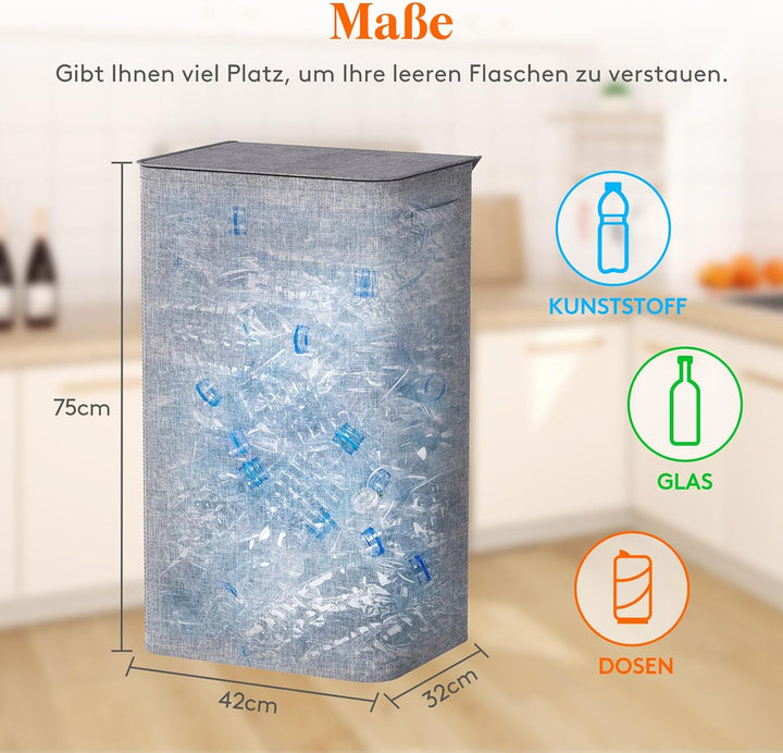 Lifewit 100L Pfandflaschen Sammelbehälter mit Deckel, Gross Pfandflaschen Aufbewahrung, Behälter Lee