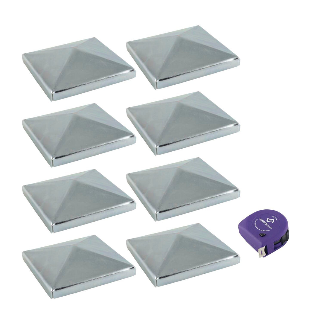 vasalat Pfostenkappe 10x10 cm - Pfosten Abdeckkappen - Pfostenabdeckung Stahl verzinkt - 8 Stück 100