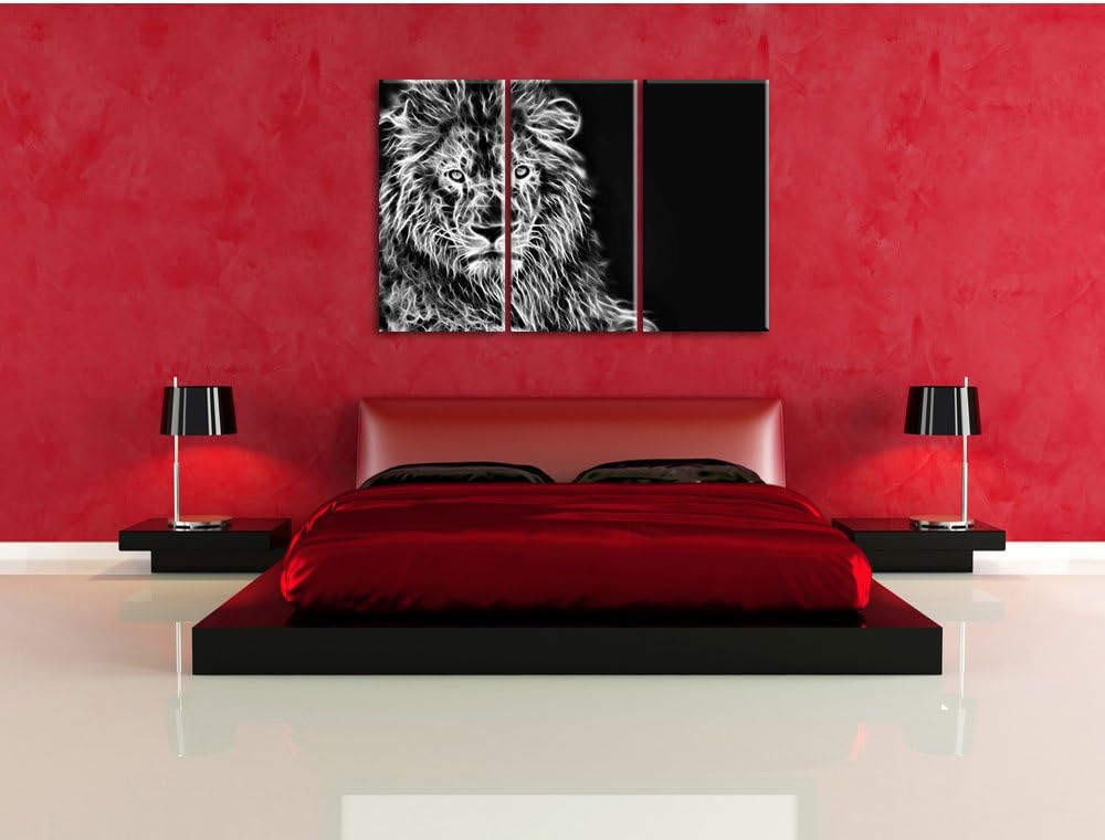 Pixxprint Monocrome, Löwe, Natur, Afrika 3-Teiler Leinwandbild 120x80 Bild auf Leinwand