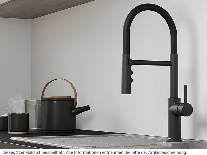 BLANCO 525793 CATRIS-S Flexo, Küchenarmatur in schwarz matt, Mischbatterie für die Küche, Hochdruck
