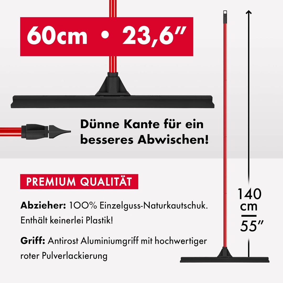 Tyroler Bright Tools Wasserabzieher/Wasserschieber mit extra langlebigem und extra breitem 60cm Gumm