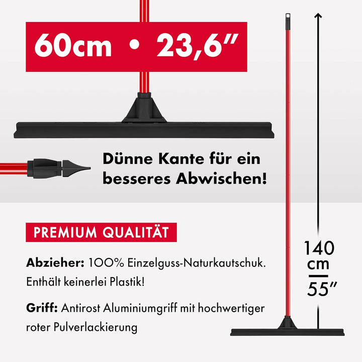 Tyroler Bright Tools Wasserabzieher/Wasserschieber mit extra langlebigem und extra breitem 60cm Gumm