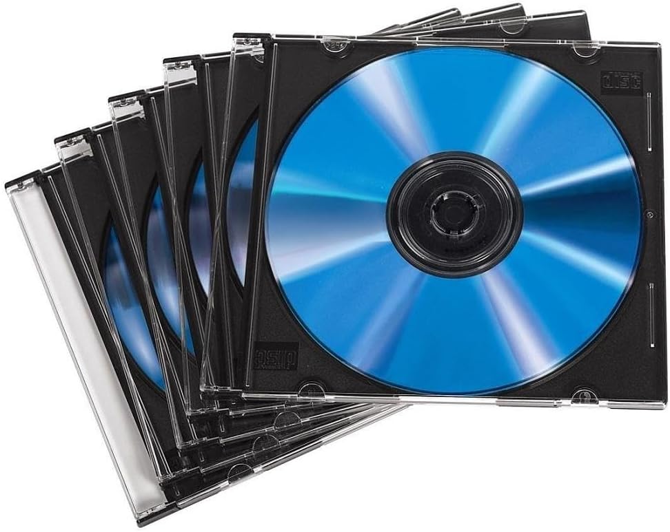 Hama CD-Leerhüllen Schutzhülle (100er Pack, Slim Line, Höhe: 5mm) CD-Hüllen Transparent-Schwarz 100