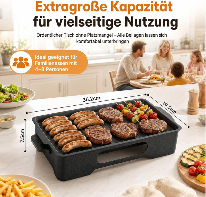 BBQ Warmhalteplatte, Antihaft Aluminium Speisenwärmer mit Teelichthaltern für Fleisch &amp; Grillgut, Gr