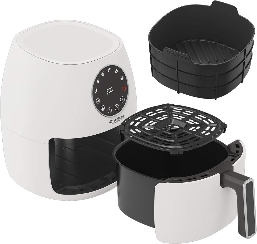 Heissluftfritteuse 3,5L NEU mit Silikoneinlage Airfyer für 0,3 kg Pommes Power 75-200°C 1300 W, 6 Pr