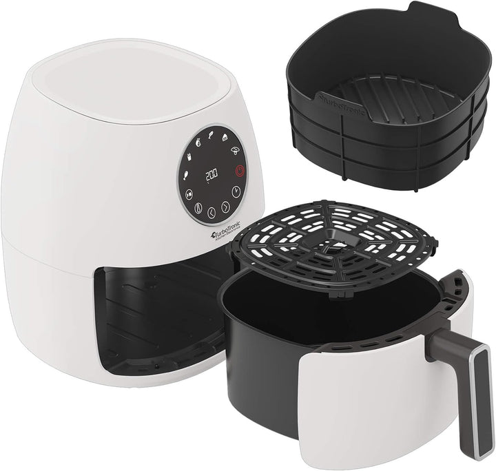 Heissluftfritteuse 3,5L NEU mit Silikoneinlage Airfyer für 0,3 kg Pommes Power 75-200°C 1300 W, 6 Pr