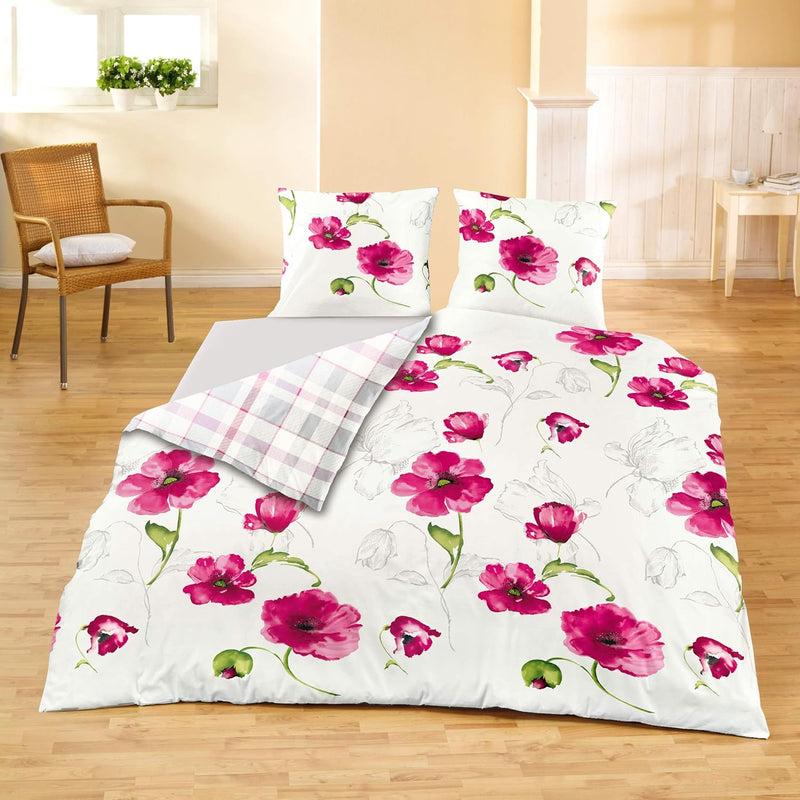 Mako-Satin-Bettwäsche Dessin 6404 pink 01, 200x220 cm + 2x 80x80 cm 200x220 Pink, 200x220 Pink