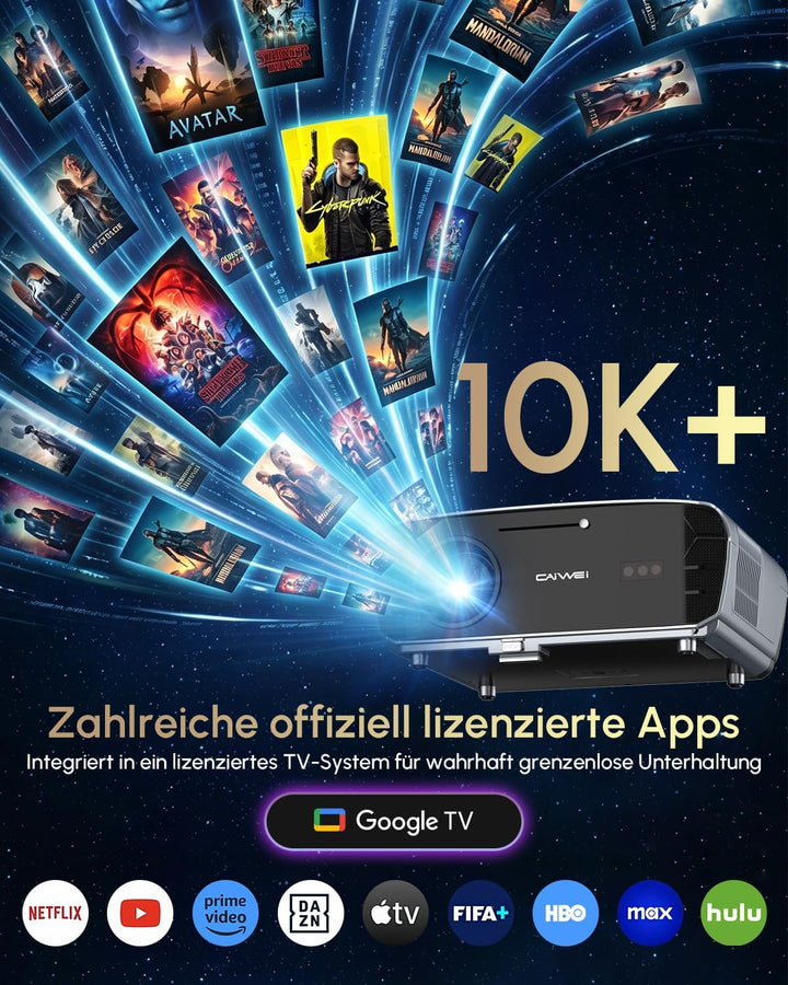Smart 4K Beamer mit Zertifizierten Apps DB Audio,TOF Autofokus 2400 ANSI Projektor Tageslicht 4K HDR