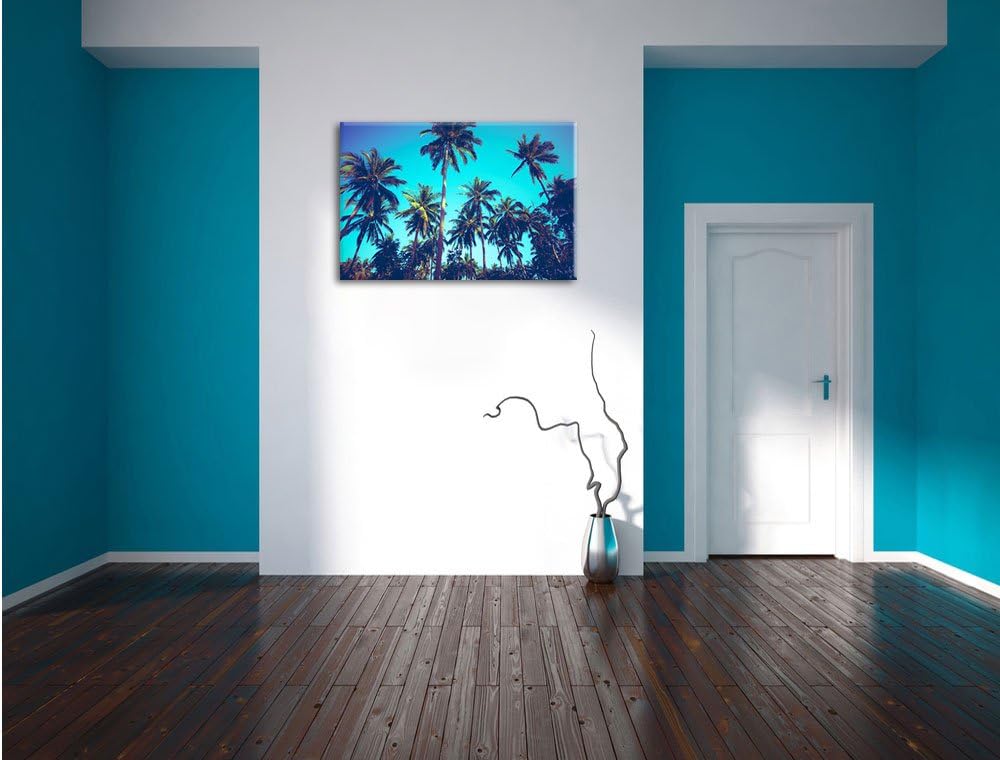 Tropische Palmen, Format: 100x70 auf Leinwand, XXL riesige Bilder fertig gerahmt mit Keilrahmen, Kun
