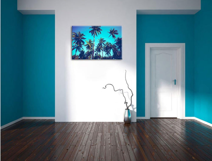 Tropische Palmen, Format: 100x70 auf Leinwand, XXL riesige Bilder fertig gerahmt mit Keilrahmen, Kun
