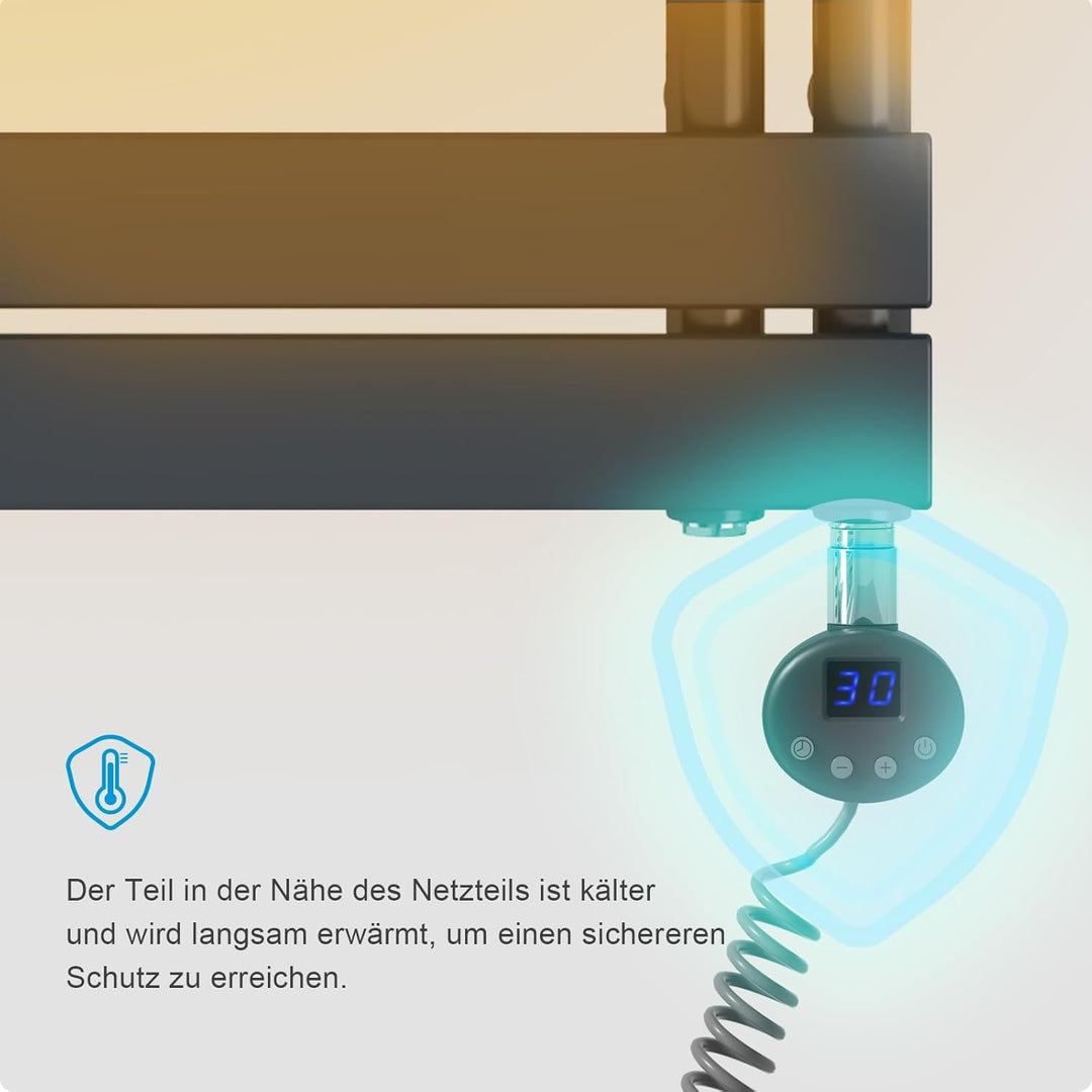 Heilmetz Badheizkörper Elektrisch 1176 x 400 mm,Flach Bad Heizkörper mit Digitalem Thermostat,Elektr