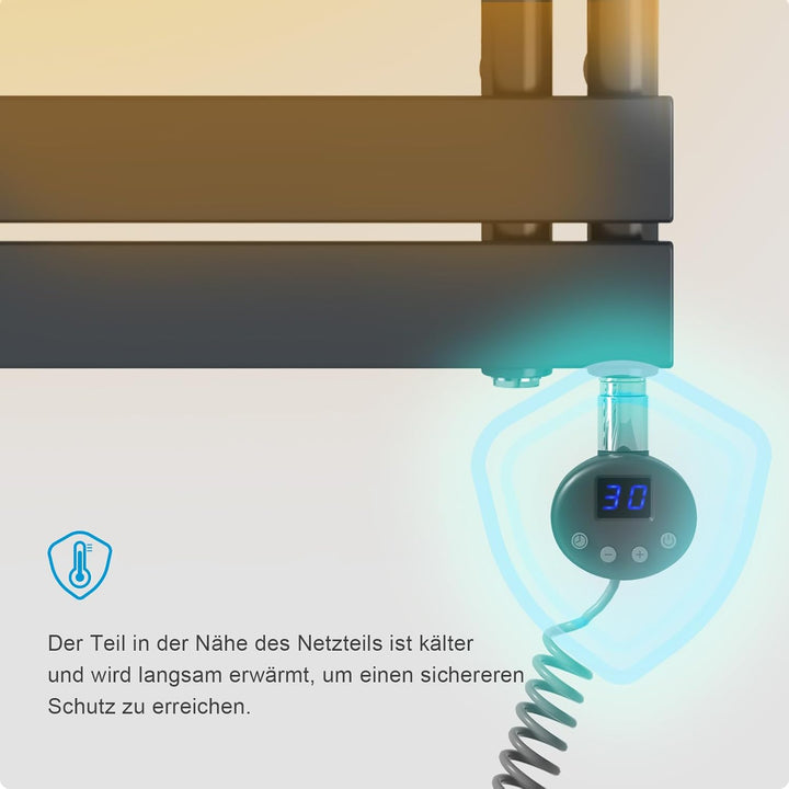 Heilmetz Badheizkörper Elektrisch Handtuchheizkörper Elektrisch mit Thermostat mit Timer-Funktion He