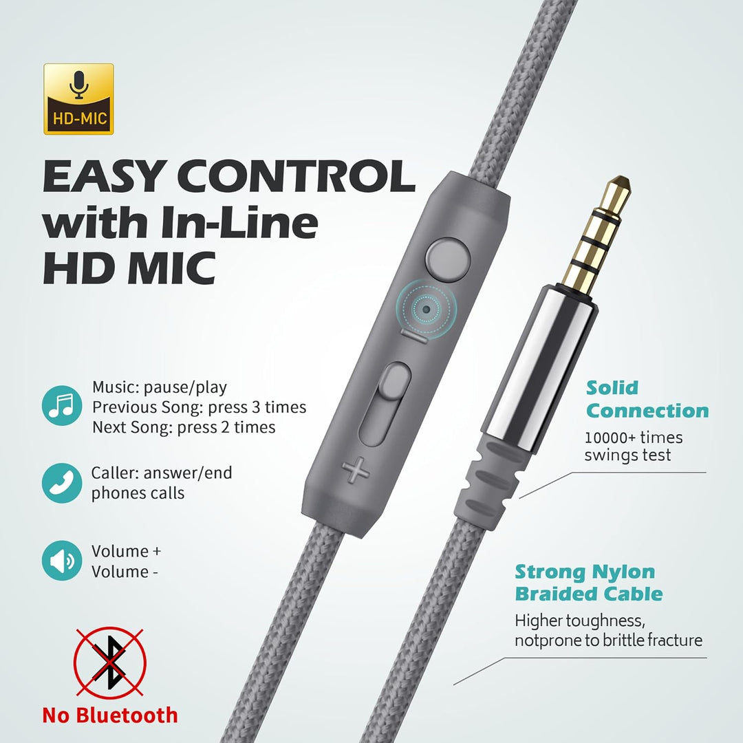 AILIHEN C8 Kopfhörer mit Kabel Mikrofon und Lautstärkeregler Faltbar 3,5mm Headsets On-Ear für Smart