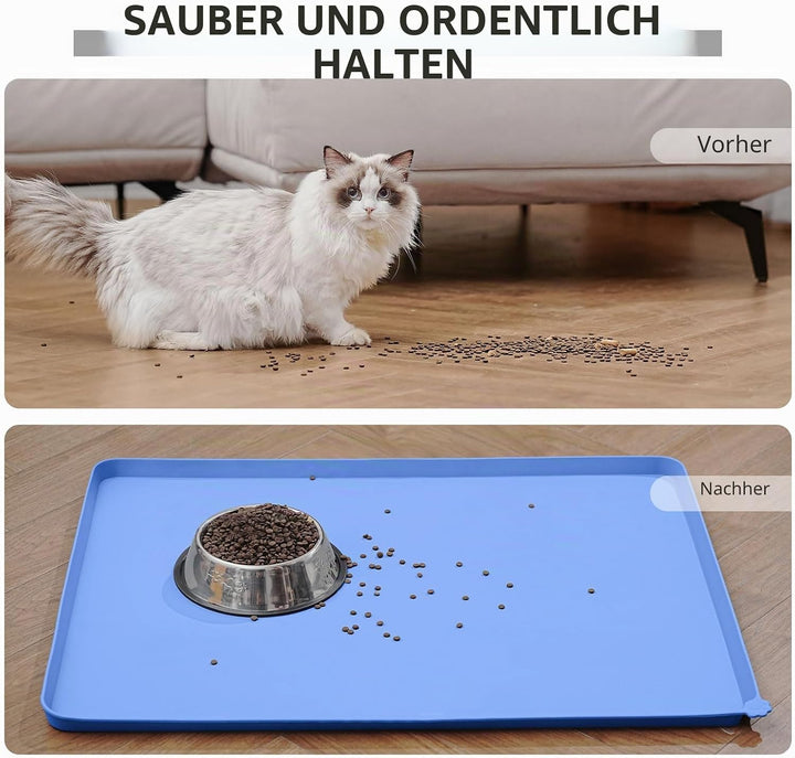 Reopet Hunde- und Katzennapfmatte, wasserdichtes, rutschfestes Silikon, Haustierfuttermatte 71 x 45