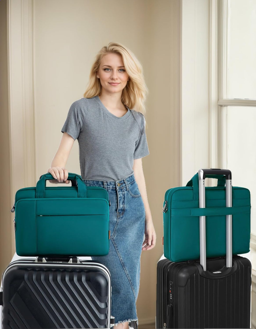 DOMISO 17 Zoll Laptop Tasche Aktentasche Schultertasche Business Wasserdicht Notebooktasche für 17-1