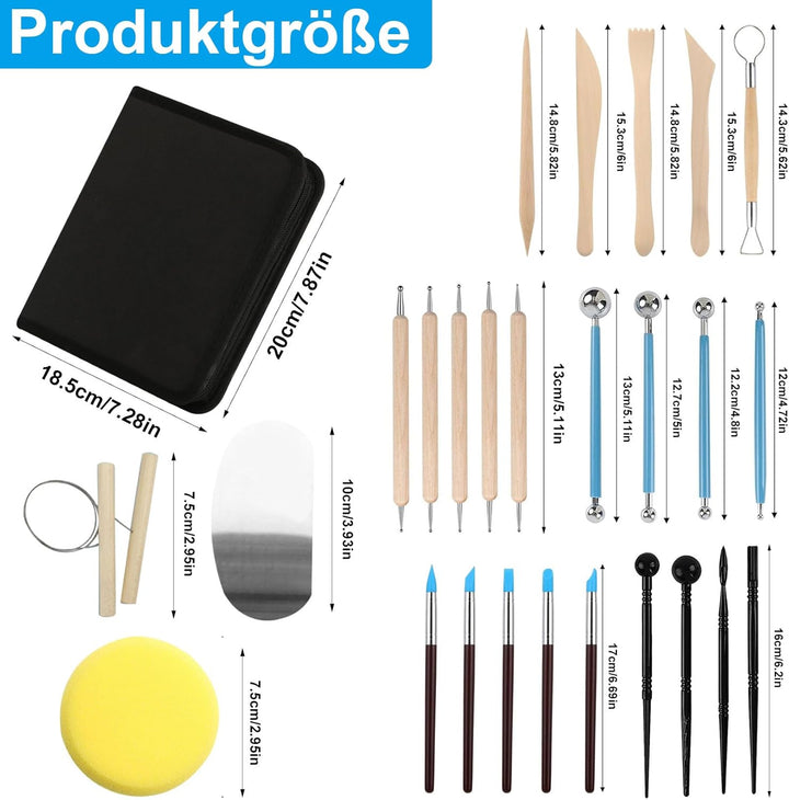 27 Stk Modelierwerkzeug Set,Modelliermasse Werkzeug, Polymer Clay Tools, Sculpting Pottery Set,Keram