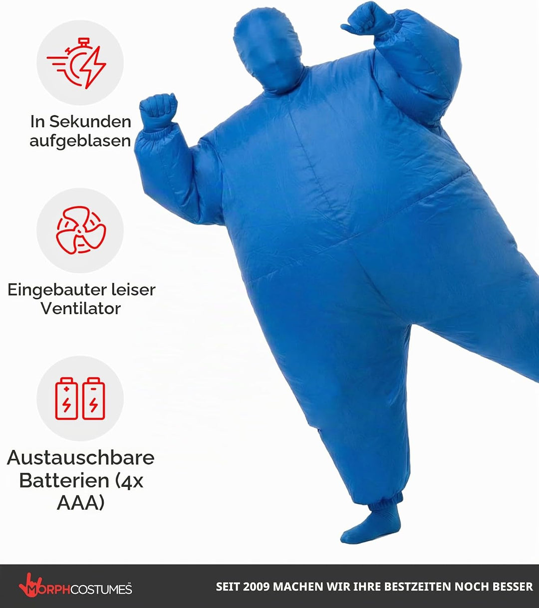 Morph Blaues Aufblasbares Kostüm für Kinder, Megamorph - Einheitsgrösse Blau Kinder, Blau Kinder
