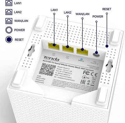 Tenda Nova MW12 Mesh WLAN System - AC2100 Tri-Band WLAN Mesh System -empfohlen für Häuser mit 3-5 Sc