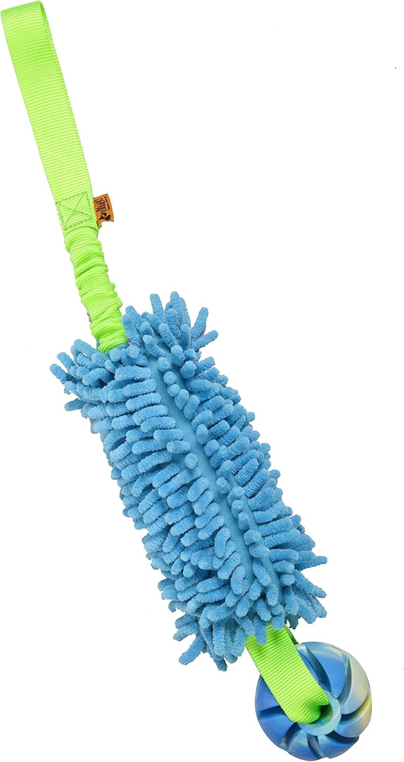 Dingo Mop Bungee Blau Mikrofaser mit Vanille Duft Ball Hundespielzeug Agility Apporte zum Spielen Ta