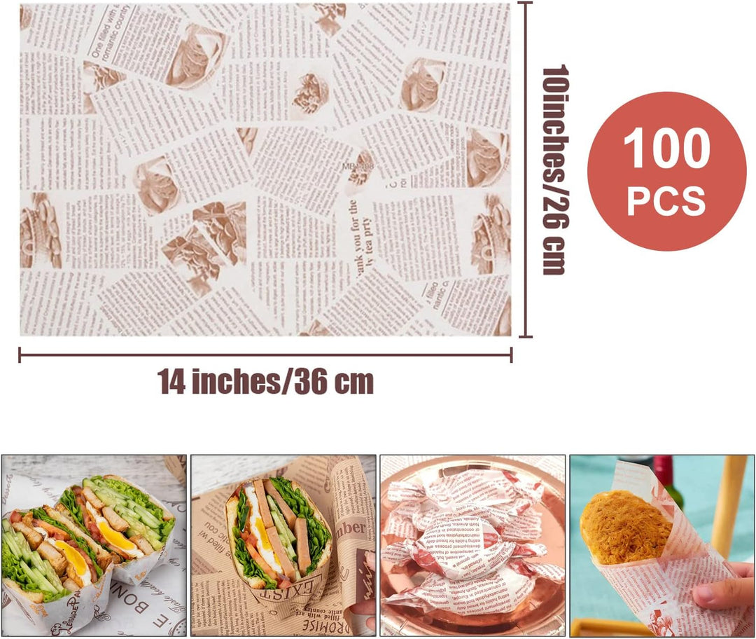 La Llareta Brotpapier 100 Blatt, 26 * 36cm Käsepapier, Wasserdicht und Öl, Nicht Klebrig, Wachspapie