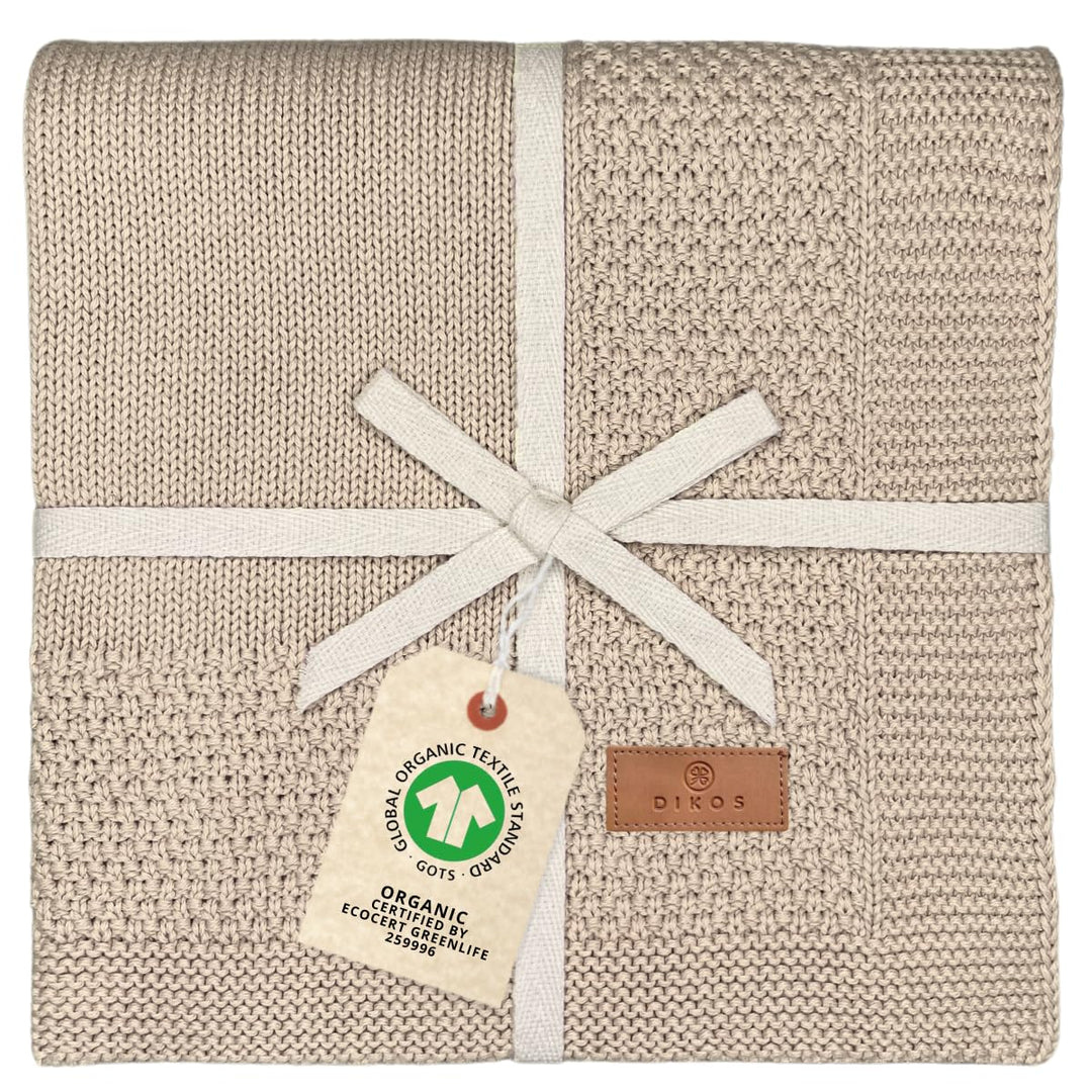 DIKOS® Babydecke *100%* GOTS Bio Baumwolle Cappuccino | weiche Herbst/Winter Neugeborenen Decke Mädc