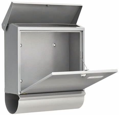 BURG-WÄCHTER Briefkasten mit Zeitungsfach und Namensschild, Verzinkter Stahl, Einwurf-Format DIN C4,