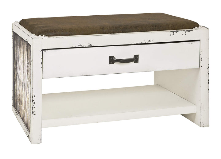 HAKU Möbel Schuhbank, MDF, Motiv-vintage, B 72 x T 40 x H 43 cm Motiv-vintage 72 x 40 x 43, Motiv-vi