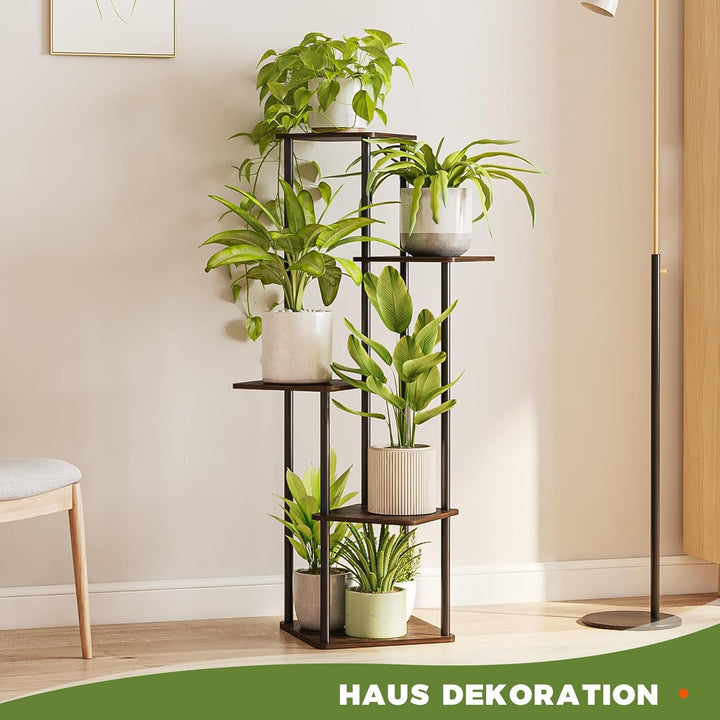 Bamworld Pflanzenständer Blumenständer für Draussen 5 Etagen Pflanzenregal Blumentreppe Metall Outdo