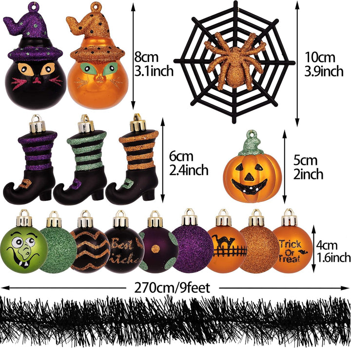 Valery Madelyn 24 Stücke Halloween Kugeln Ornamente, Freche Dekorative Bruchsichere Halloween Hängen