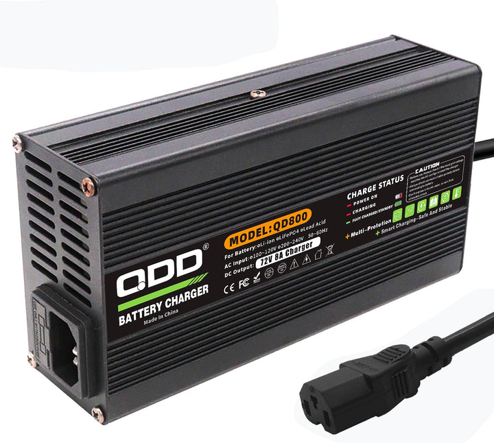 QDD 72V 8A Ladegerät 82,8 V Bleiakkumulator Ladegerät für 72 V Bleiakkumulator mit DC Stecker C13 N+