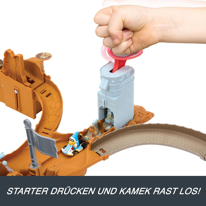 Hot Wheels Spielzeugauto Trackset Mario Kart Bowsers Festung Spielset & Die-Cast-Kamek im Massstab 1