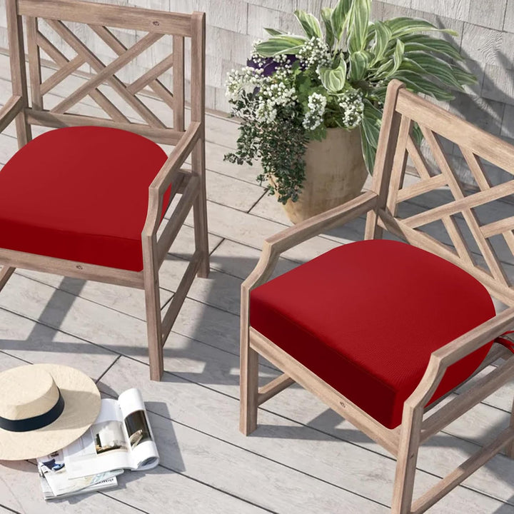 Sitzkissen Outdoor 45x45, 2er Set Wasserdicht mit Bändern | Wasserdichtes Stuhlkissen für Gartenmöbe