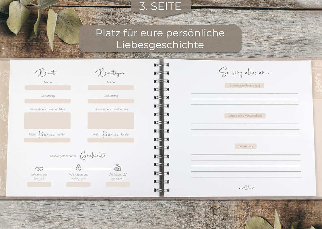 Love Notes Gästebuch Hochzeit mit Fragen zum Ausfüllen – Hochwertiges Hochzeitsbuch für unvergesslic