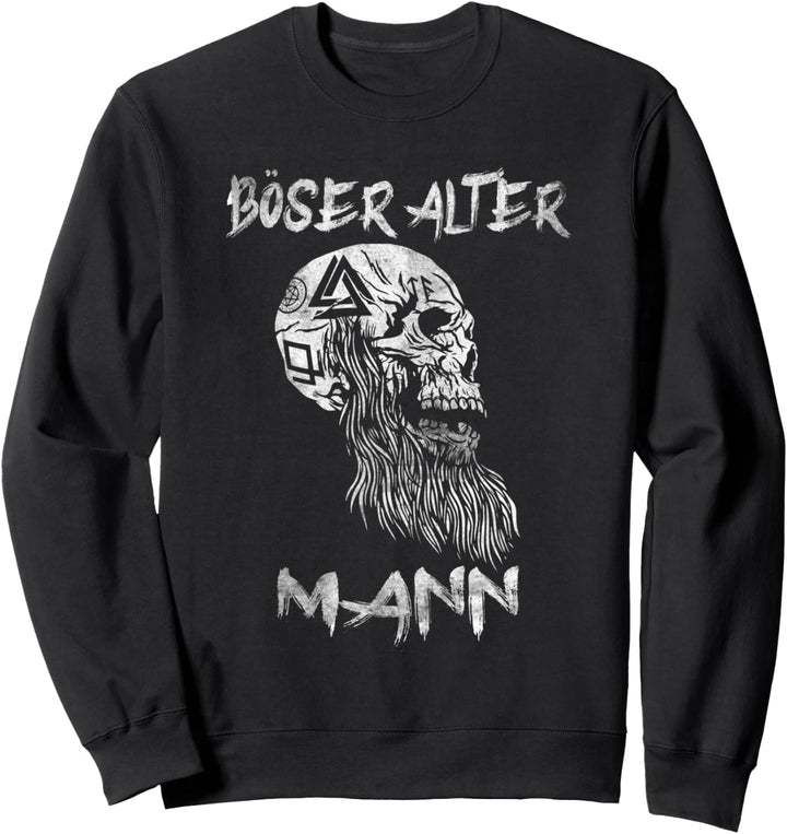 Böser Alter Mann Wikinger Totenkopf Skull Papa Opa Sweatshirt