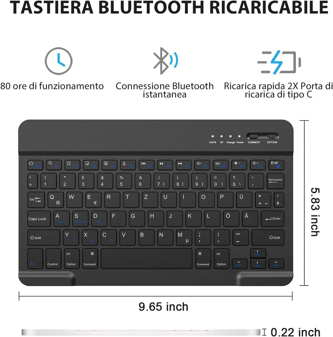 KBCASE Tastatur Hülle für iPad Pro 11 Zoll M4 2024 Hülle mit Deutsche Bluetooth Tastatur mit Bleisti