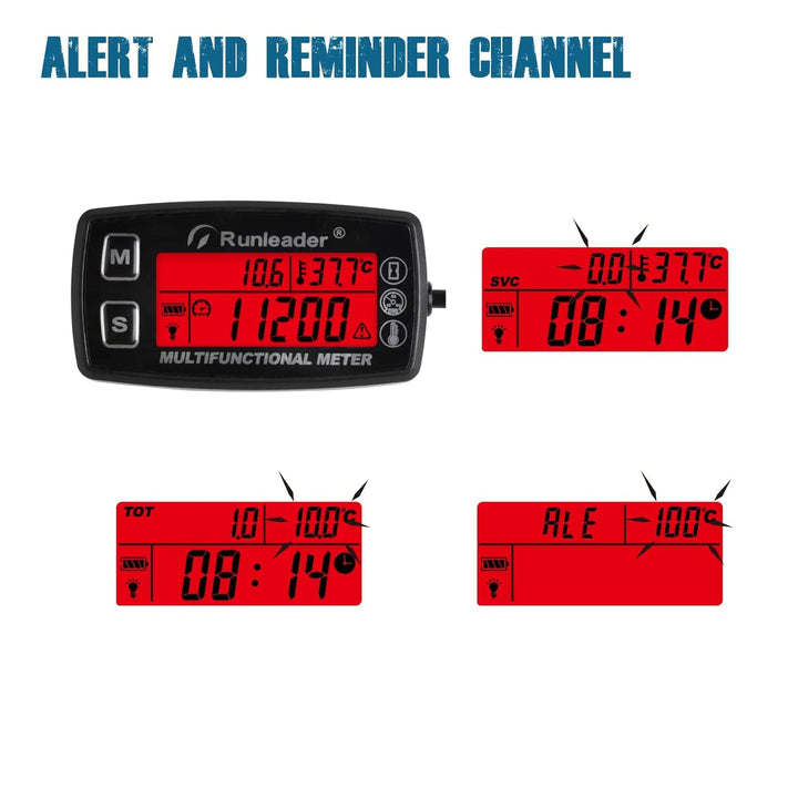 Runleader Digitaler Tachometer, Motortemperaturanzeige mit offizieller Universalhalterung, Drehzahl-