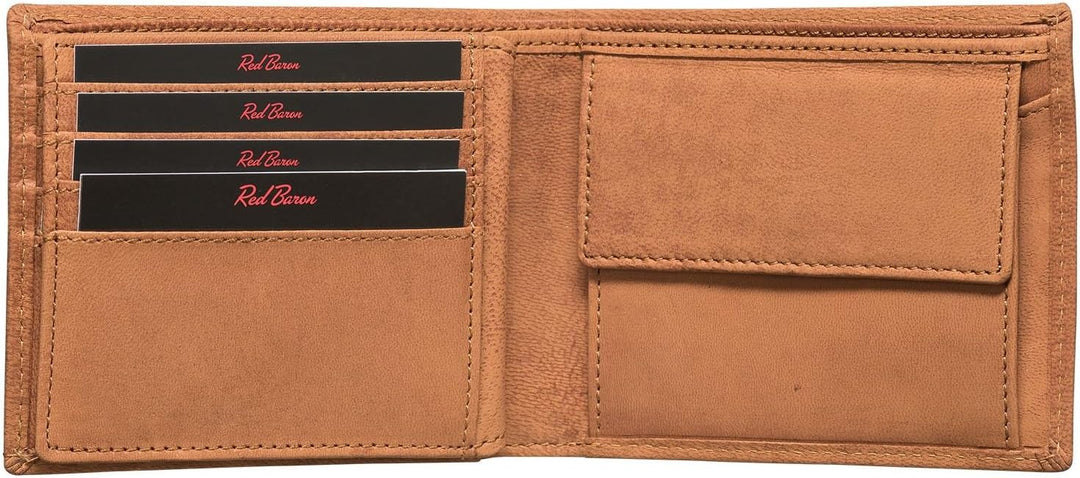 Portemonnaie Geldbörse Herren Red Baron Braun Echt Leder Ziege RB-WT-006-02