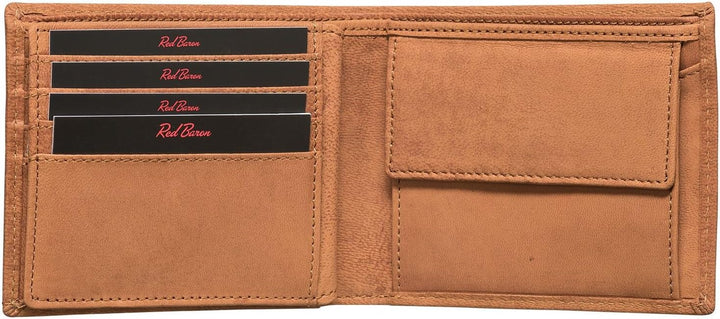 Portemonnaie Geldbörse Herren Red Baron Braun Echt Leder Ziege RB-WT-006-02