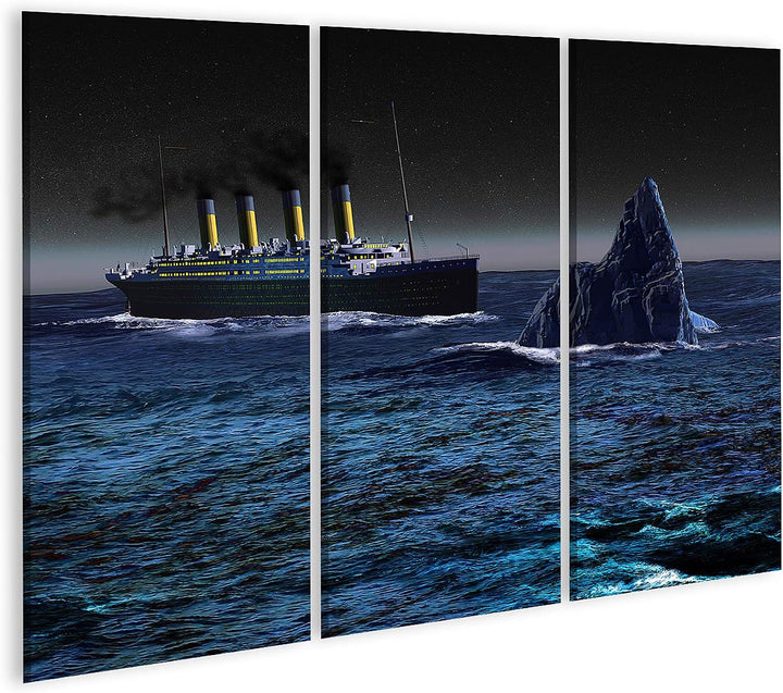 islandburner Bild auf Leinwand Titanic Eisberg Meer Bilder Wandbilder Poster Leinwand 130x80cm - 3 T