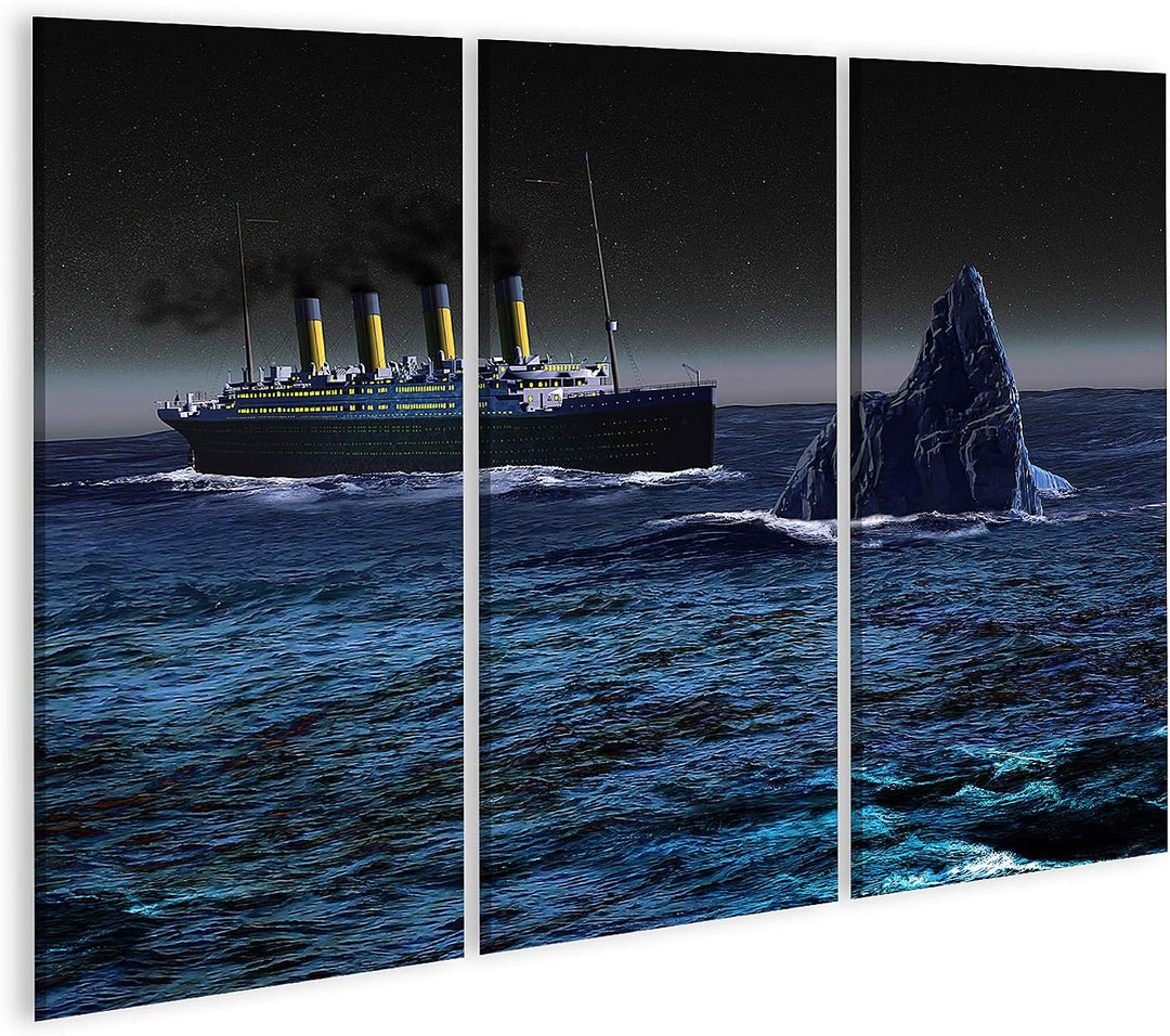 islandburner Bild auf Leinwand Titanic Eisberg Meer Bilder Wandbilder Poster Leinwand 130x80cm - 3 T