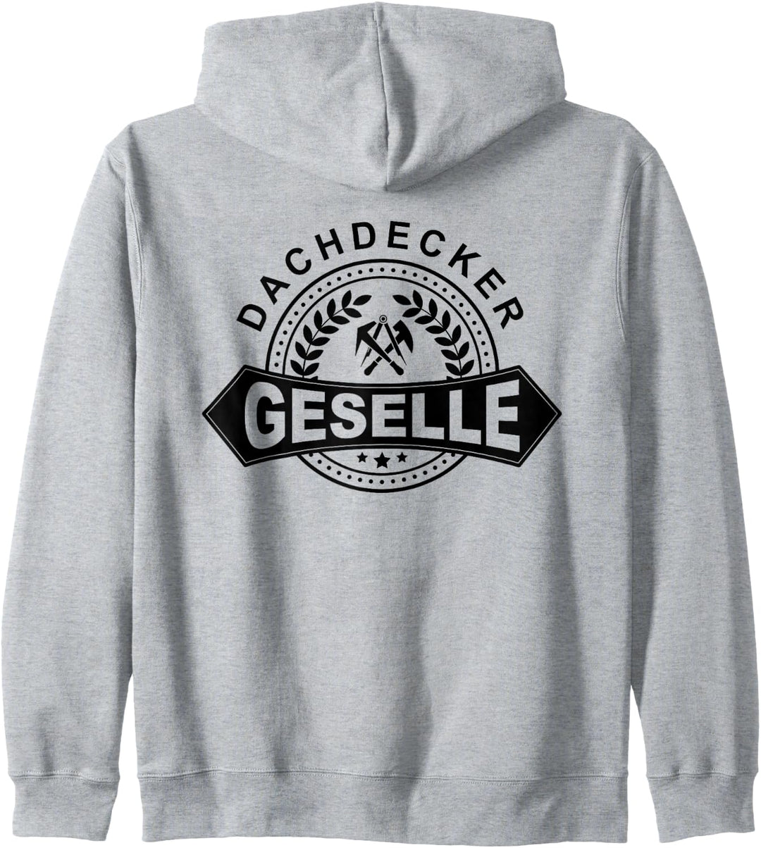 Dachdecker Geselle mit historischem Zunftwappen Kapuzenjacke