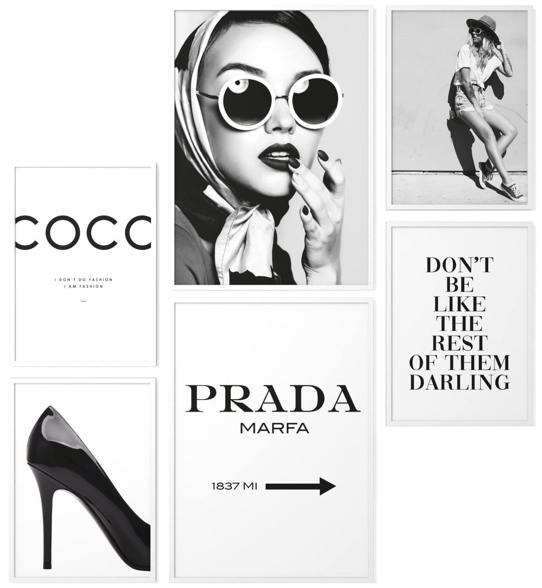 Papierschmiede® XL Mood Poster Set Coco Schwarz-Weiss, Bilder Wohnzimmer Deko Schlafzimmer, 2x DIN A