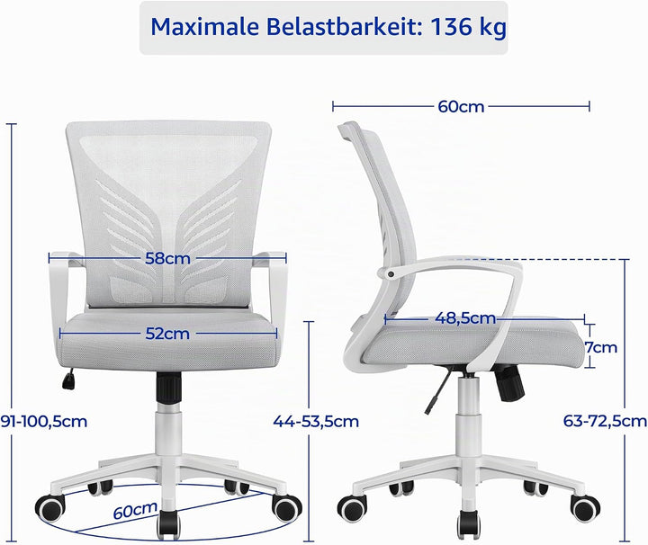 Yaheetech Bürostuhl Ergonomisch Schreibtischstuhl mit Schaukelfunktion Drehstuhl mit Gepolstertem Si
