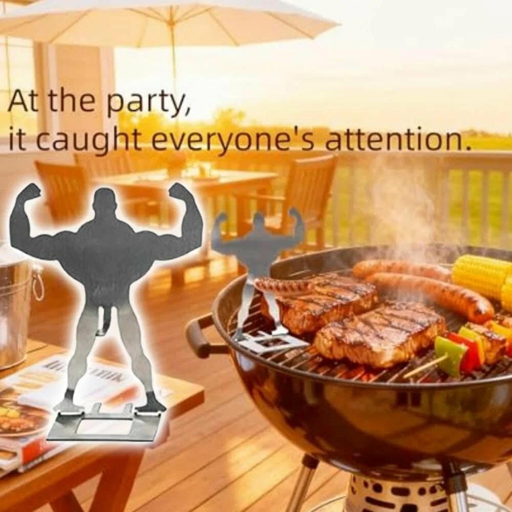 Lustiger BBQ Stand Man Hot Dog Halter, Edelstahl Hotdog & Wursthalter für Grill, Tragbares Wiederver