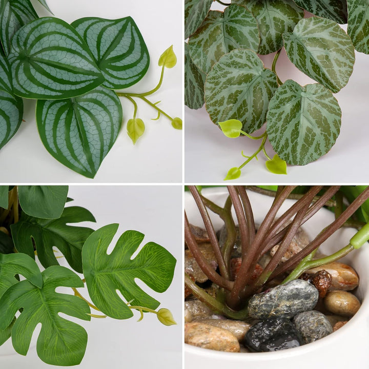 3er-Set Kunstpflanze Hängend Deko Pflanzen im Keramiktopf Mini Kunstpflanze Monstera und Philodendro