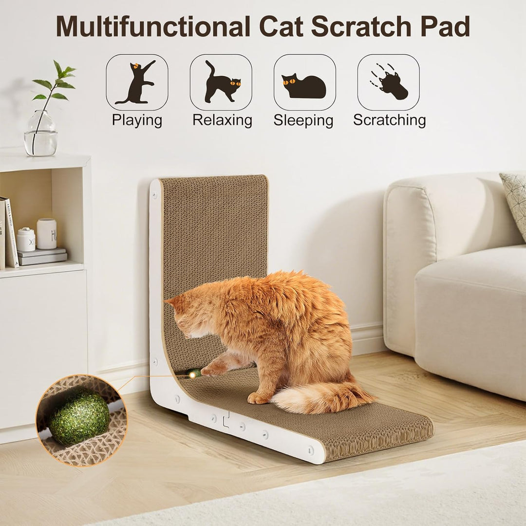 Gimars Hohe 47cm L-förmige Kratzbrett Katze mit Minzball, vertikale Kratzpappe für Katzen, langlebig