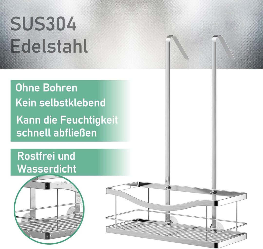 Duschregal zum Hängen, Duschablage Hängend Ohne Bohren für Duschwand, Duschkorb Dusche Hängeregal Ed