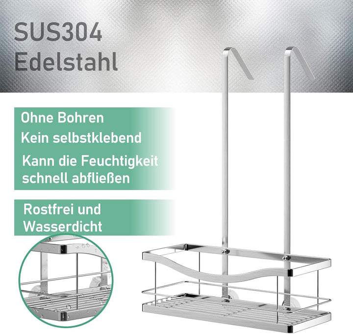 Duschregal zum Hängen, Duschablage Hängend Ohne Bohren für Duschwand, Duschkorb Dusche Hängeregal Ed