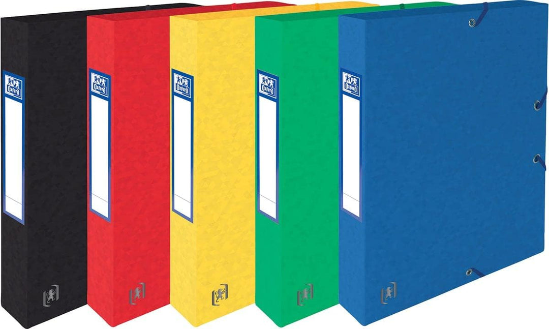 Oxford Sammelbox A4, aus Karton, 4 cm Rückenbreite, sortiert, 9 Stück 4 cm Rückenbreite sortiert, 4